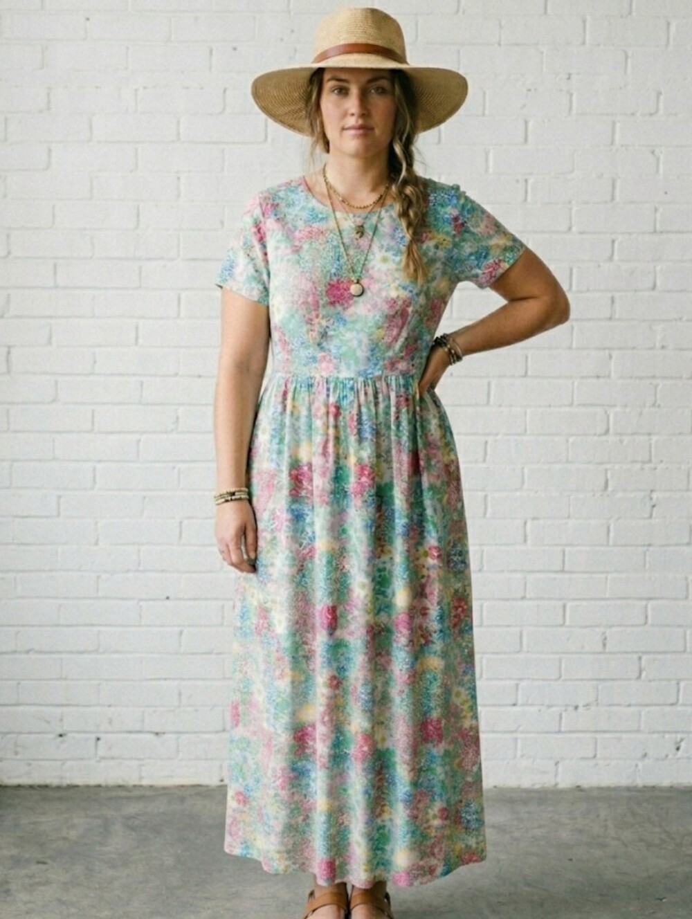 VERMONT COUNTRY STORE Size Medium Prairiecore Country Floral Maxi‎ Dress Cotton